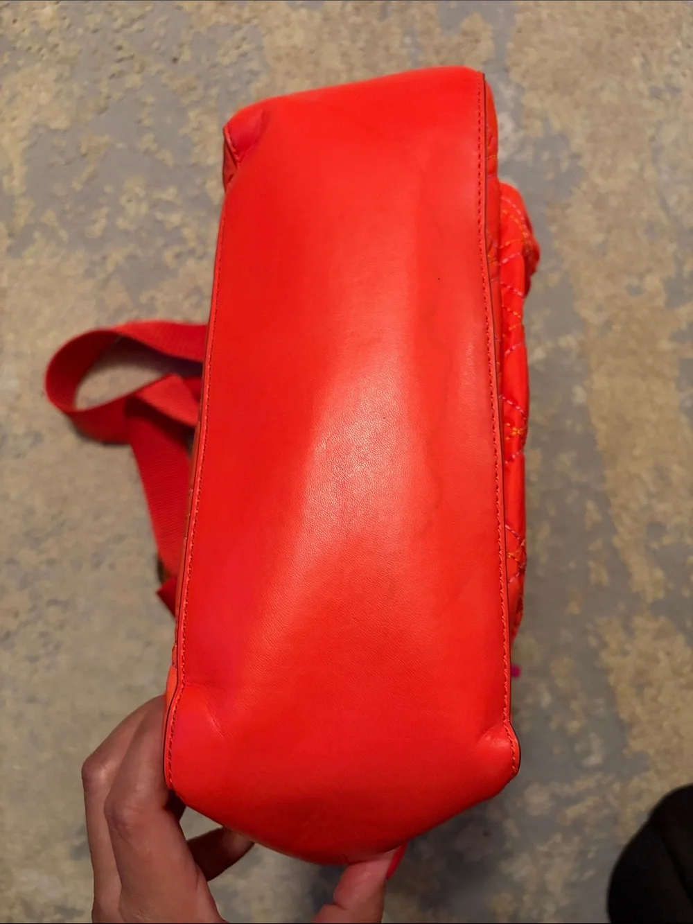 Tory Burch Quilted Red Nylon Backpack with Pink Accents